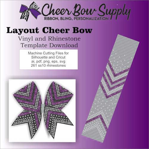 Layout Rhinestone and Vinyl or Sublimation Mixed Media 3" Cheer Bow Fi