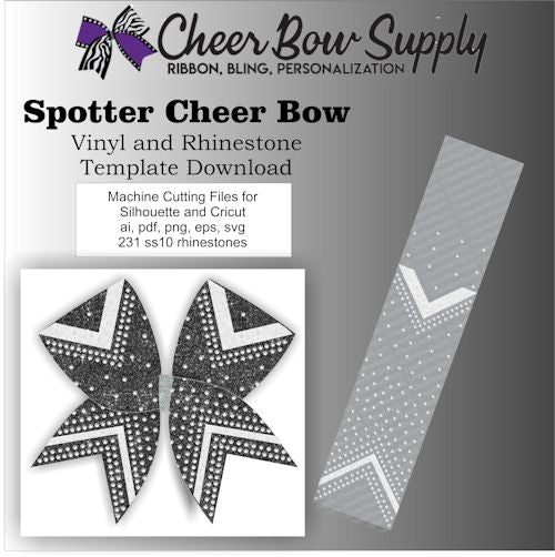 Spotter Rhinestone and Vinyl or Sublimation Mixed Media 3" Cheer Bow F