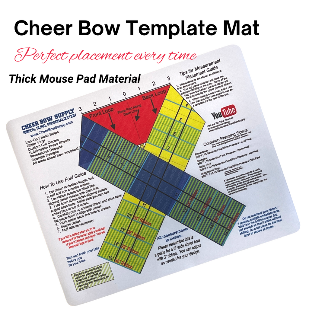 Cheer Bow Making Template Printed on 15 inch by 12 inch Mouse Pad Material