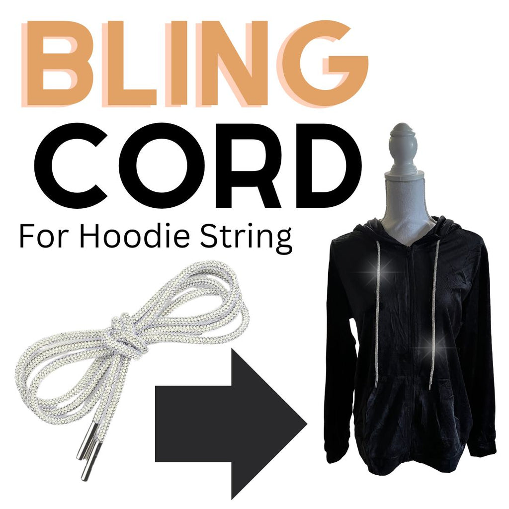 Super Bling Rhinestone Hoodie/Garment Drawstrings, Bling String